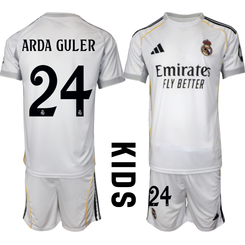 Youth 2025-2026 Club Real Madrid home White #24 Soccer Jersey->youth soccer jersey->Youth Jersey